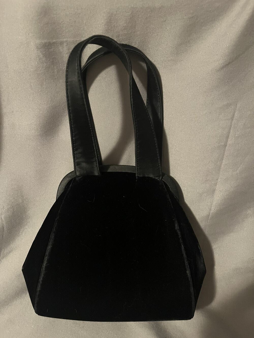 Vintage 1990's Valerie Stevens velvet black bag with hidden gold closer